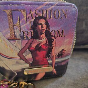 Nicole Lee USA Fashion Freedom RFID Wallet With‎ Polka Dot Lining & Gold Zipper